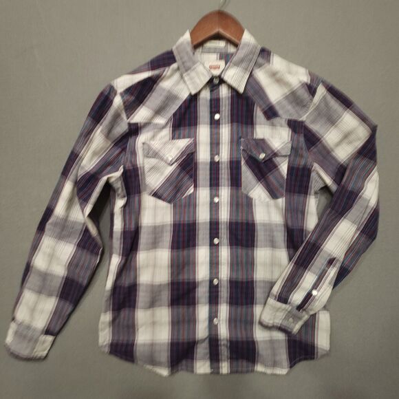 Levis Womens Standard Fit Pearl Snap‎ Western Plaid Long Sleeve Shirt Size Small - Picture 1 of 8